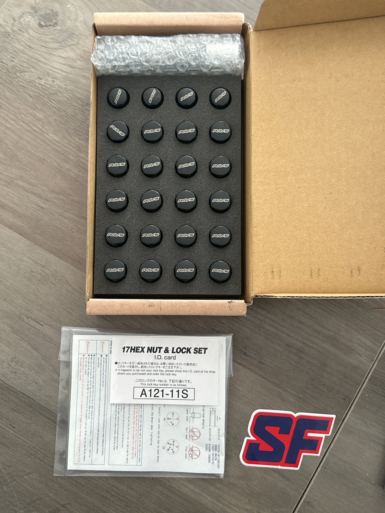 RAYS 17Hex L31 6 - Hole Lock and Nut Set - Set of 24 / Black / 12x1.50 - Lug Nuts - Rays