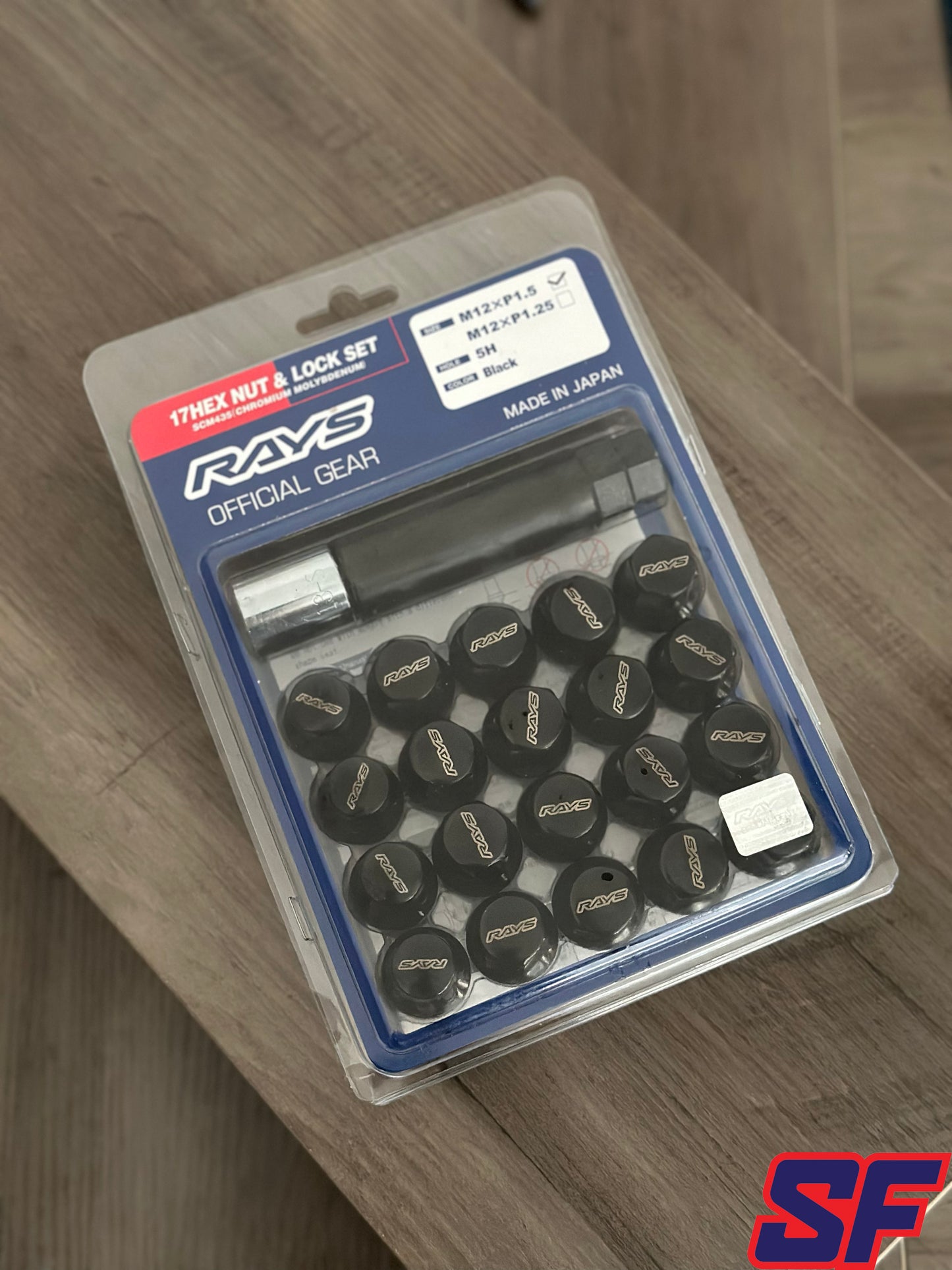 RAYS 17 Hex Lug Nuts and Lock Set - Black