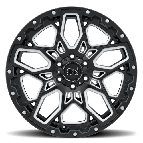 Black Rhino SHRAPNEL Gloss Black W/ Milled Spokes 20x9.5 +12 5x150mm 110.1mm