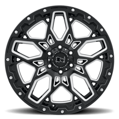 Black Rhino SHRAPNEL Gloss Black W/ Milled Spokes 20x9.5 +12 5x150mm 110.1mm