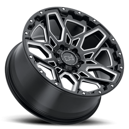 Black Rhino SHRAPNEL Gloss Black W/ Milled Spokes 20x9.5 +12 5x150mm 110.1mm