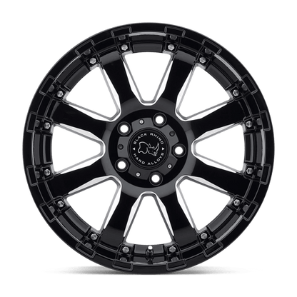 Black Rhino SIERRA Gloss Black W/ Milled Spokes 18x9 +12 6x120mm 67.1mm
