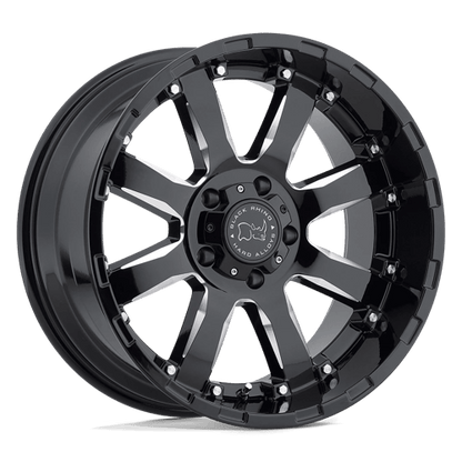 Black Rhino SIERRA Gloss Black W/ Milled Spokes 22x11.5 -44 8x180mm 125.1mm