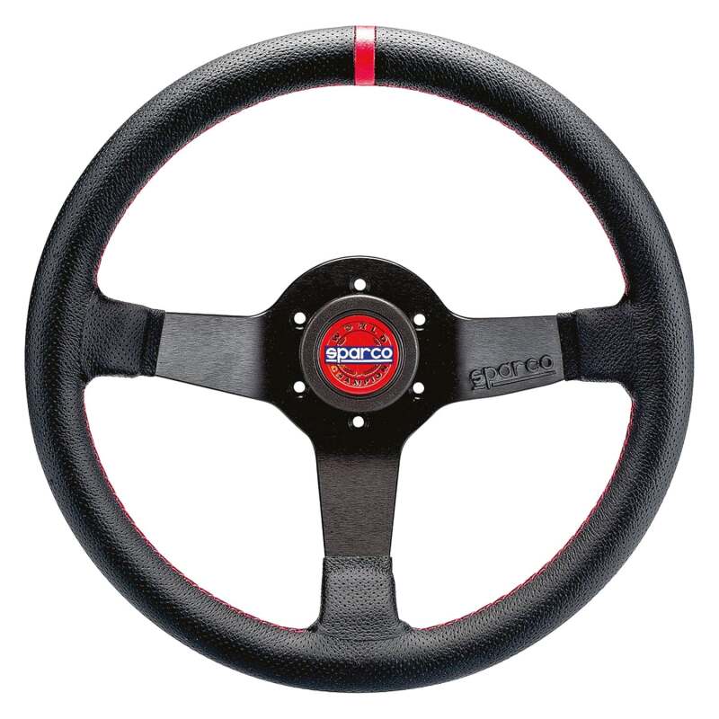Sparco Steering Wheel R330 Champion Black Leather / Red Stitching-Steering Wheels-SPARCO