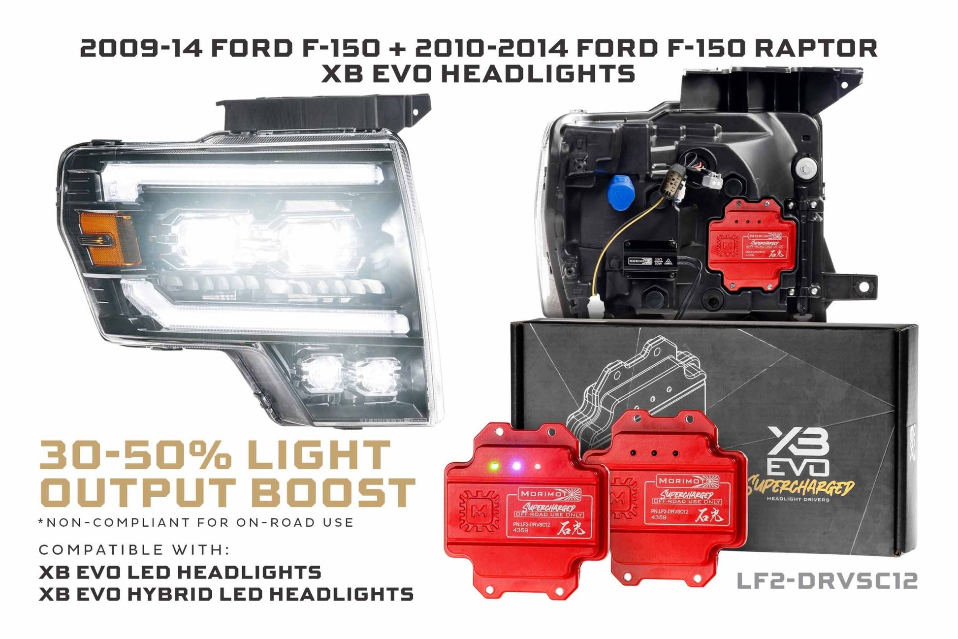 Supercharged Drivers: Ford F - 150/ Raptor (09 - 14) XB EVO/ XB EVO Hybrid - Headlight Adapter - Morimoto XB LED Headlights