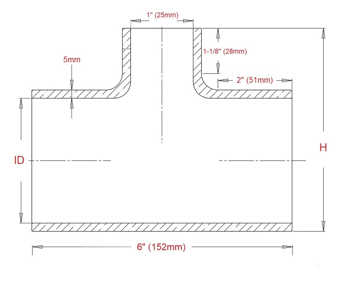HPS 1" Silicone T Hose Coupler Adapter with 1" Branch, High Temp 4-ply Reinforced