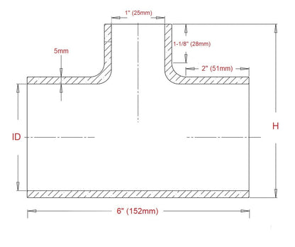 HPS 3" Silicone T Hose Coupler Adapter with 1" Branch, High Temp 4-ply Reinforced