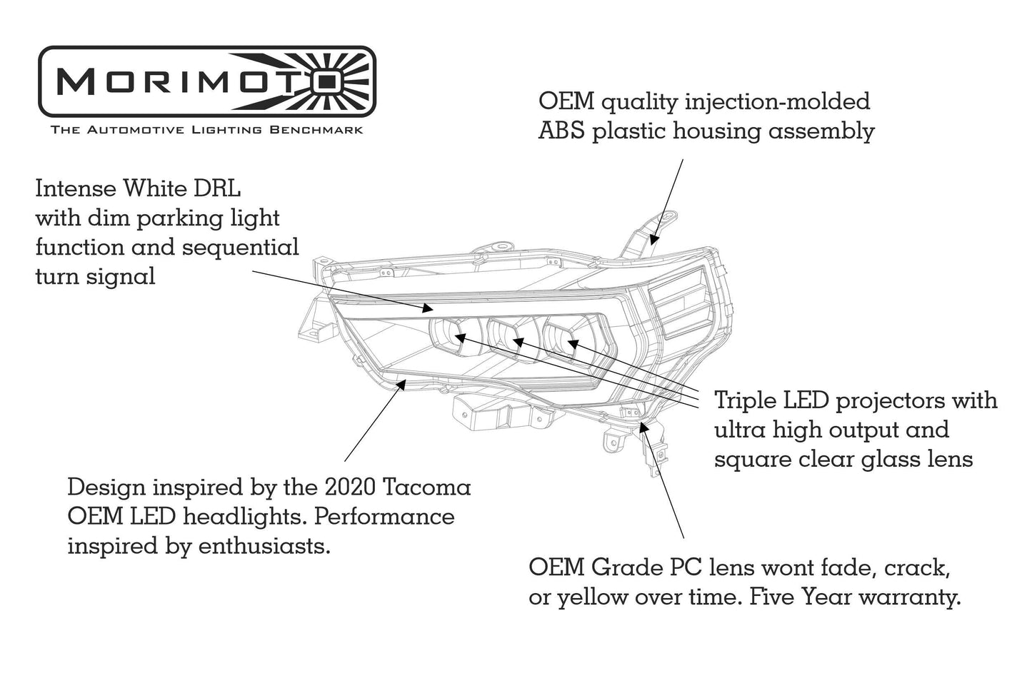 Toyota 4Runner (14-24): Morimoto XB LED Headlights (White DRL /Gen 2)