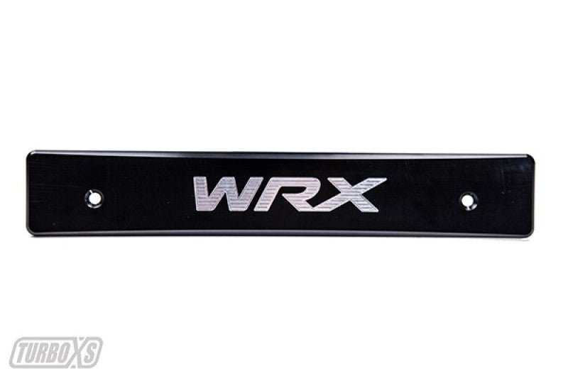 Turbo XS 15 - 17 Subaru WRX/STi Billet Aluminum License Plate Delete Black Machined WRX Logo - License Plate Relocation - Turbo XS
