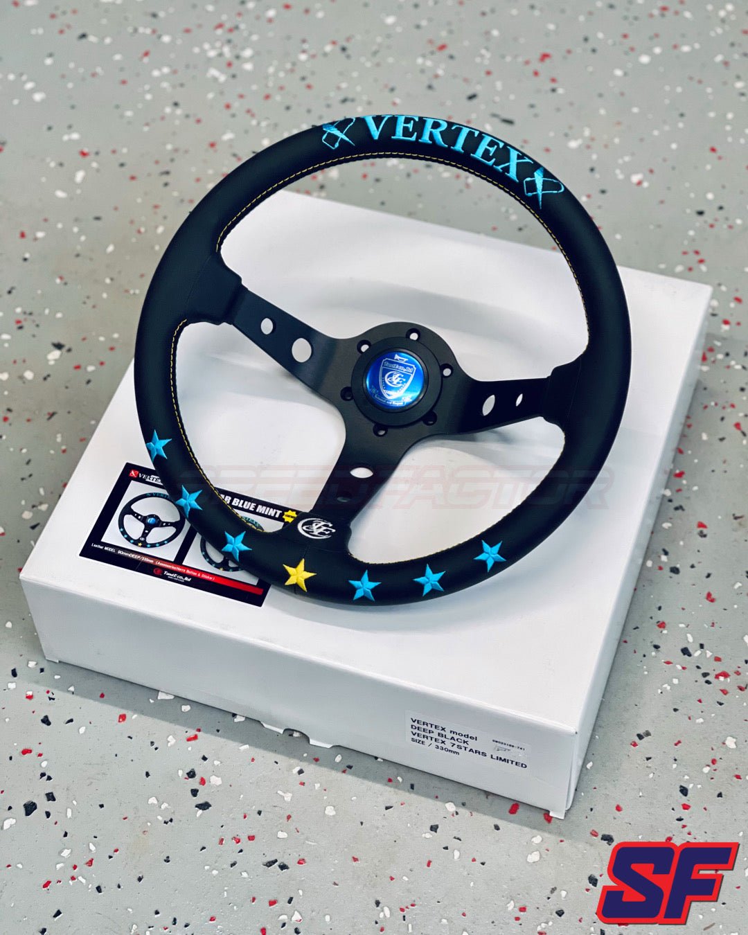 VERTEX 7 - STAR BLUE/MINT LIMITED 330MM Steering Wheels