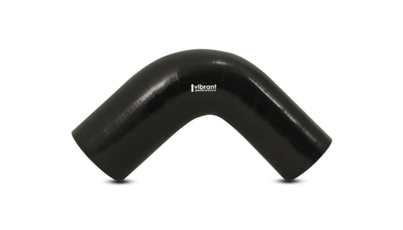 Vibrant 4 Ply Reinforced Silicone 90 degree Transition Elbow - 3in I.D. x 4in I.D. (BLACK)-Silicone Couplers & Hoses-Vibrant