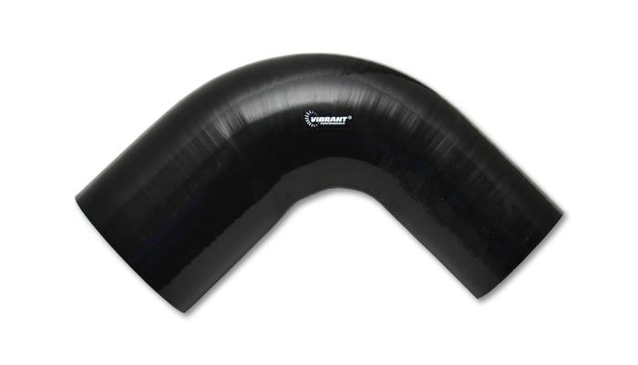 Vibrant 4 Ply Reinforced Silicone 90 degree Transition Elbow - 3in I.D. x 4in I.D. (BLACK)-Silicone Couplers & Hoses-Vibrant