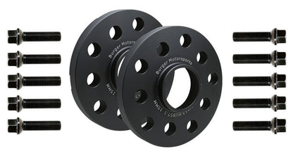 15mm VAG Wheel Spacer Kit (57.1mm) w/10 Black Extended Wheel Bolts (Pair, 2 Wheels)