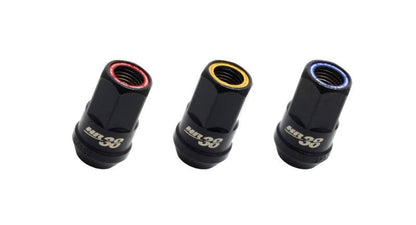 Wheel Mate Muteki HR38 Open End Lug Nuts 12x1.25 Black Chrome / Red Ring-Lug Nuts-Wheel Mate