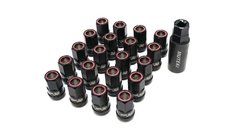 Wheel Mate Muteki HR38 Open End Lug Nuts 12x1.25 Titanium Chrome / Red Ring-Lug Nuts-Wheel Mate
