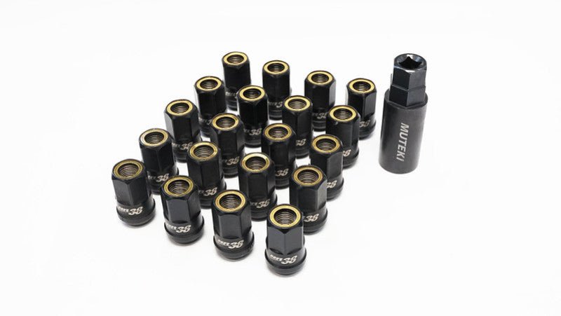 Wheel Mate Muteki HR38 Open End Lug Nuts 12x1.25 Titanium Chrome / Yellow Ring-Lug Nuts-Wheel Mate