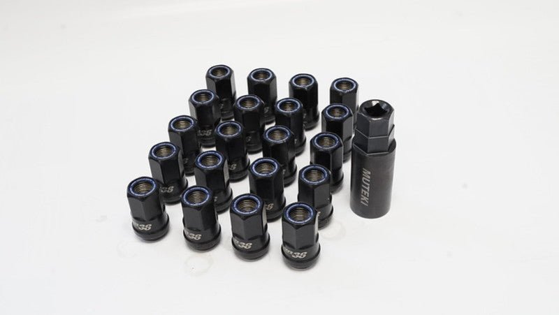 Wheel Mate Muteki HR38 Open End Lug Nuts 12x1.50 Titanium Chrome / Blue Ring-Lug Nuts-Wheel Mate