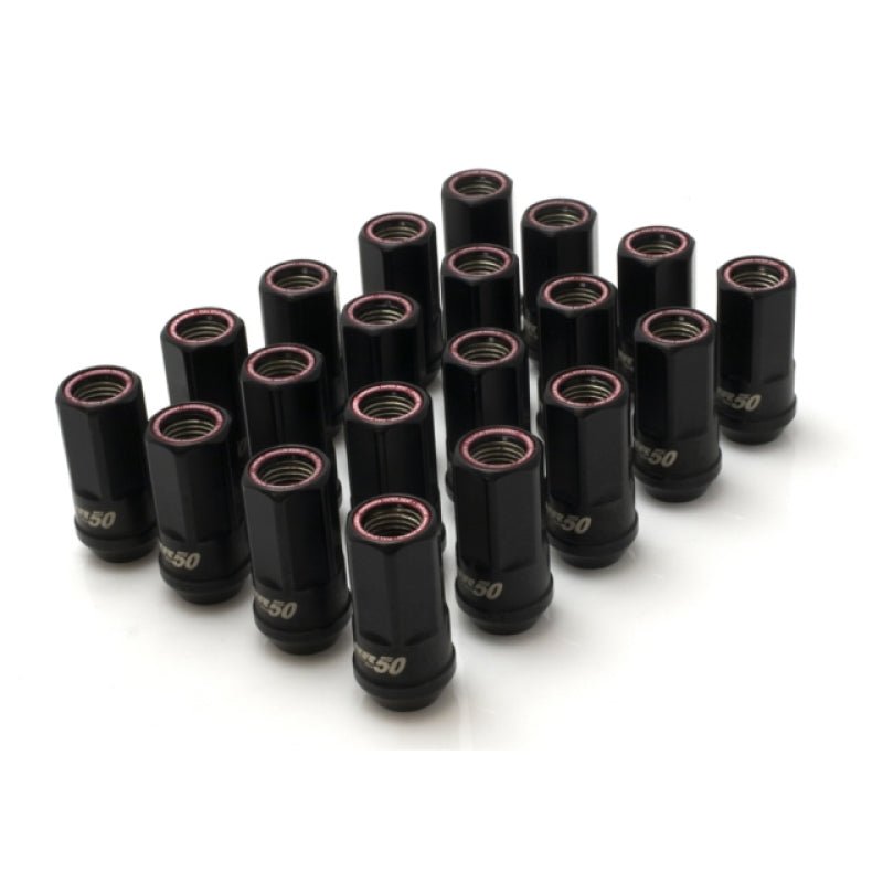 Wheel Mate Muteki HR50 Open End Lug Nuts - Black w/ Red Ring 14x1.50-Lug Nuts-Wheel Mate