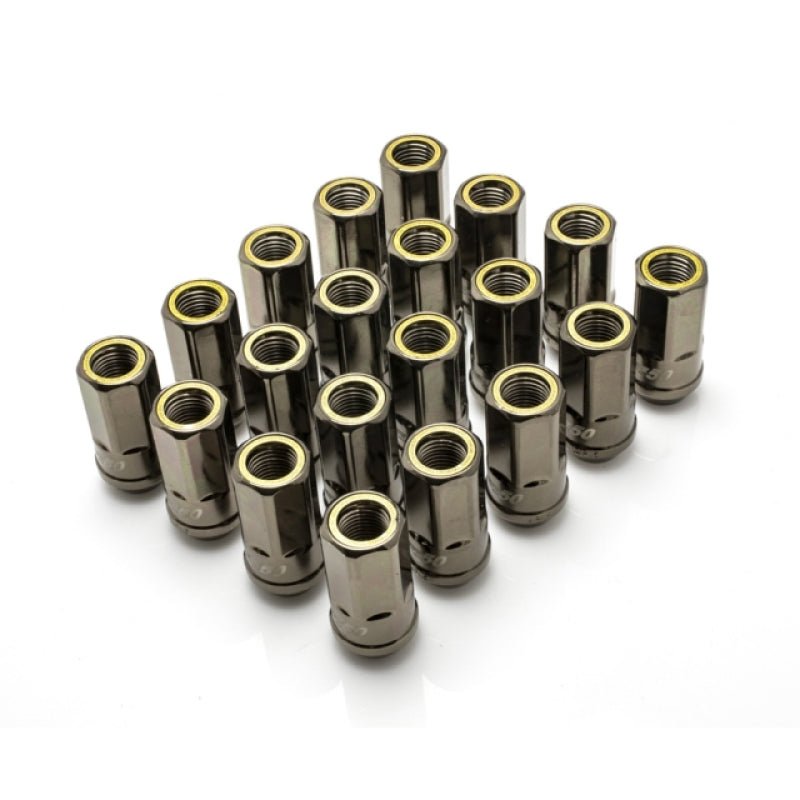 Wheel Mate Muteki HR50 Open End Lug Nuts - Titanium Chrome w/ Yellow Ring 14x1.50-Lug Nuts-Wheel Mate