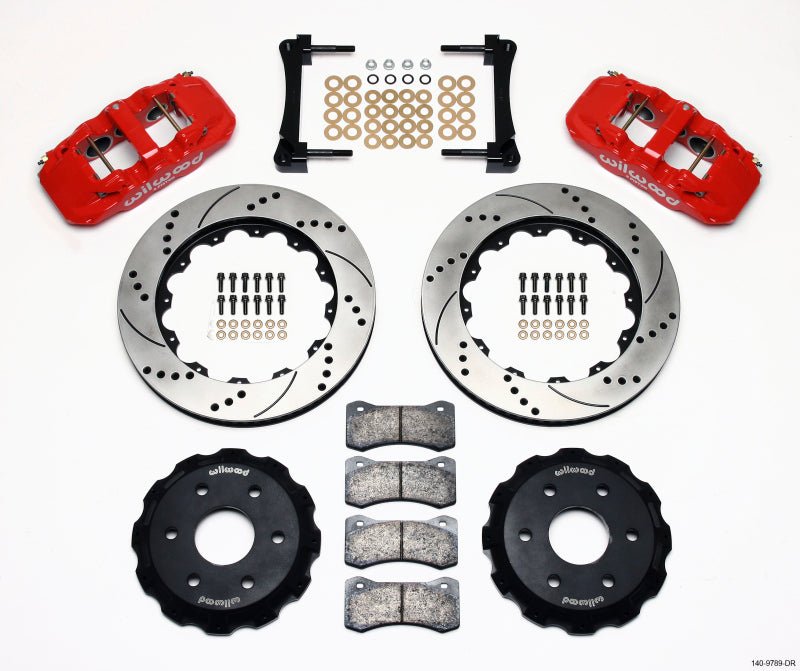 Wilwood AERO6 Front Truck Kit 14.25in Drill Red 1999-2014 GM Truck/SUV 1500-Big Brake Kits-Wilwood