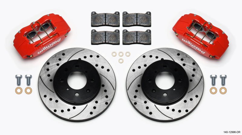 Wilwood DPHA Front Caliper & Rotor Kit Drill Red Honda / Acura w/ 262mm OE Rotor-Big Brake Kits-Wilwood