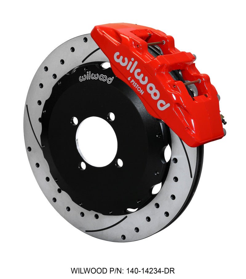 Wilwood Dynapro 6 Front Hat Kit 12.88in Drilled Red 2016-Up Mazda MX5 Miata w/ Lines-Big Brake Kits-Wilwood