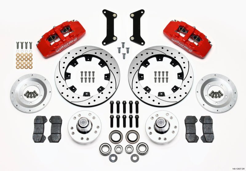 Wilwood Dynapro 6 Front Hub Kit 12.19in Drilled Red 79-87 GM G Body-Big Brake Kits-Wilwood