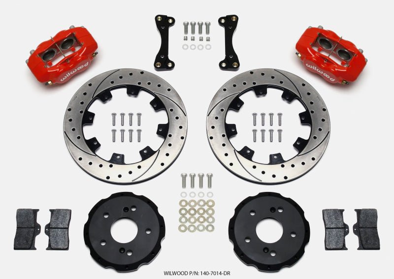 Wilwood Forged Dynalite Front Hat Kit 12.19in Drilled Red 02-06 Acura RSX-5 Lug-Big Brake Kits-Wilwood