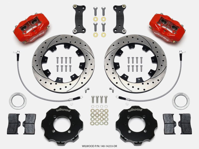Wilwood Forged Dynalite Front Hat Kit 12.19in Drilled Red 2016-Up Mazda MX5 Miata w/ Lines-Big Brake Kits-Wilwood