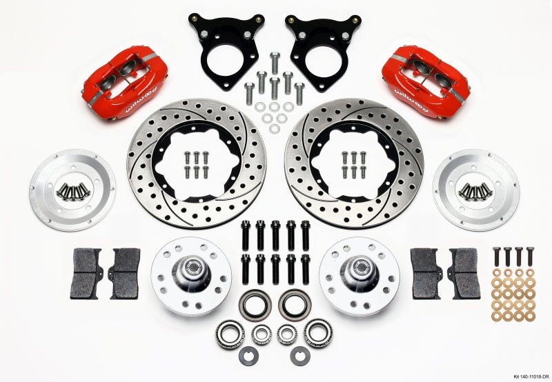 Wilwood Forged Dynalite Front Kit 11.00in Drilled Red 87-93 Mustang 5 Lug-Big Brake Kits-Wilwood