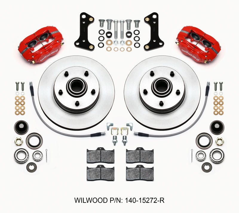 Wilwood Forged Dynalite-M Front Kit 11.00in 1 PC Rotor&Hub Red 67-69 Camaro 64-72 Nova Chevelle-Big Brake Kits-Wilwood
