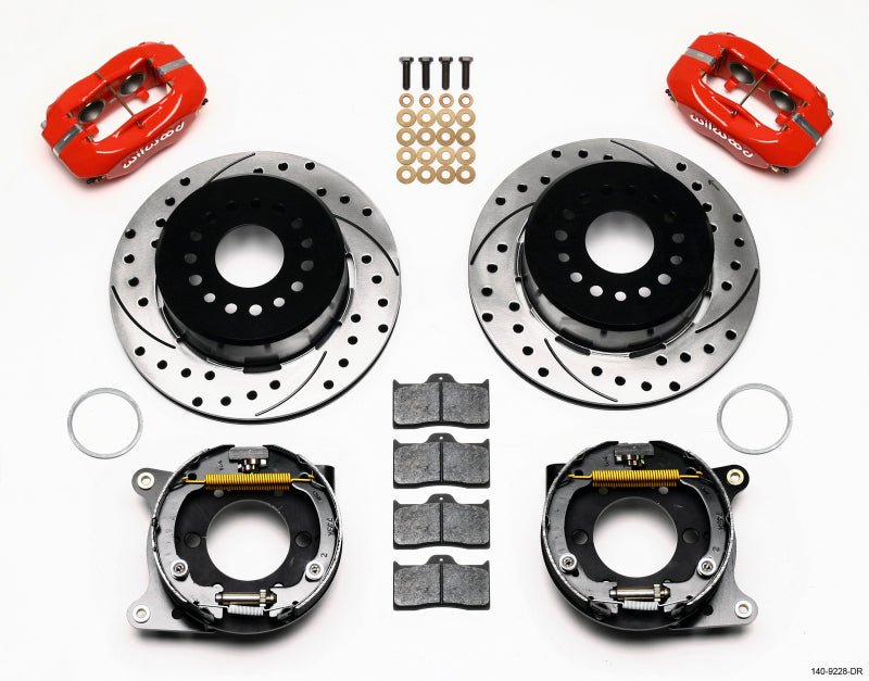 Wilwood Forged Dynalite P/S P-B Kit Drilled-Red 2005-2014 Mustang-Big Brake Kits-Wilwood