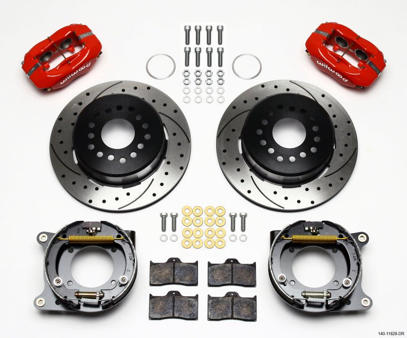 Wilwood Forged Dynalite P/S Park Brake Kit Drill-Red Impala 59-64 / Corvette 57-62-Big Brake Kits-Wilwood