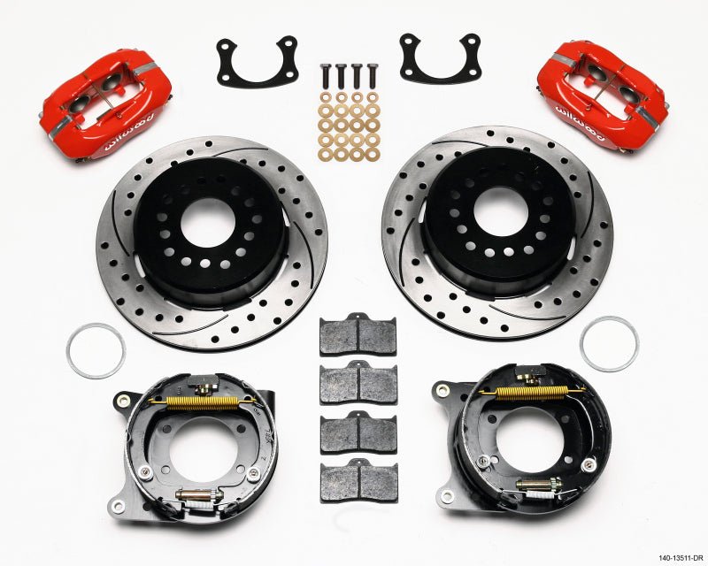 Wilwood Forged Dynalite P/S Park Brake Kit Drilled Red BOP Axle 2.75in Bearing 2.75 Offset-Big Brake Kits-Wilwood