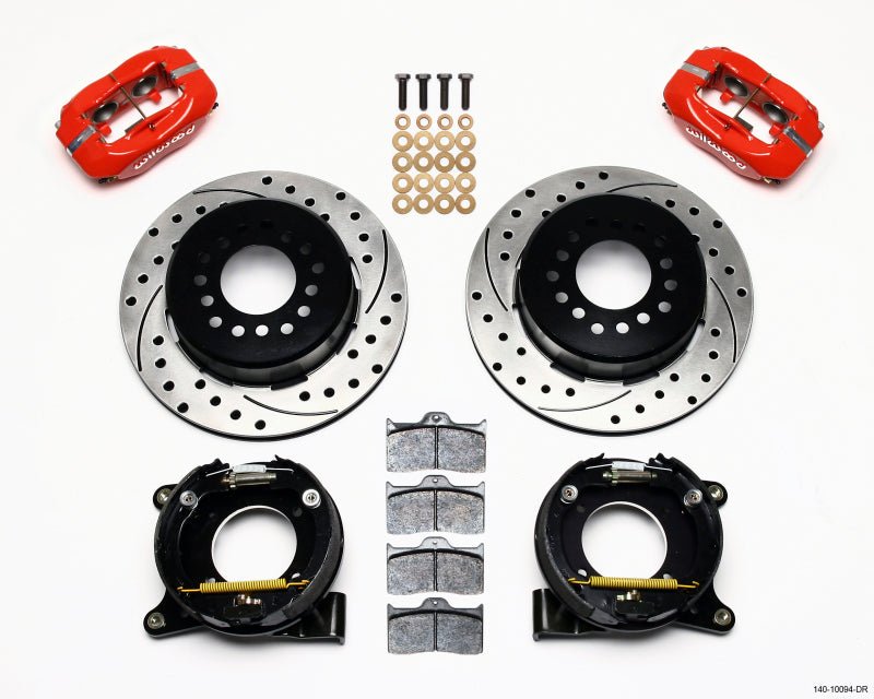Wilwood Forged Dynalite P/S Park Brake Kit Drilled Red Chevy C-10 2.42 Offset 5-lug-Big Brake Kits-Wilwood
