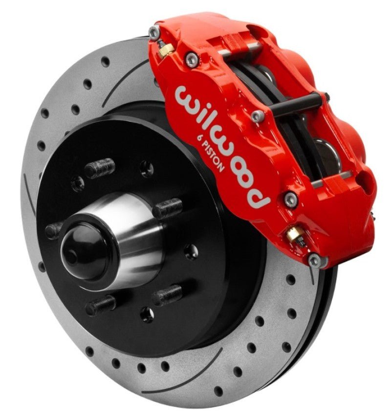 Wilwood Forged Narrow Superlite 6R Front Big Brake Kit 12.19in Drilled Rotors 88-98 C1500 - Red-Big Brake Kits-Wilwood