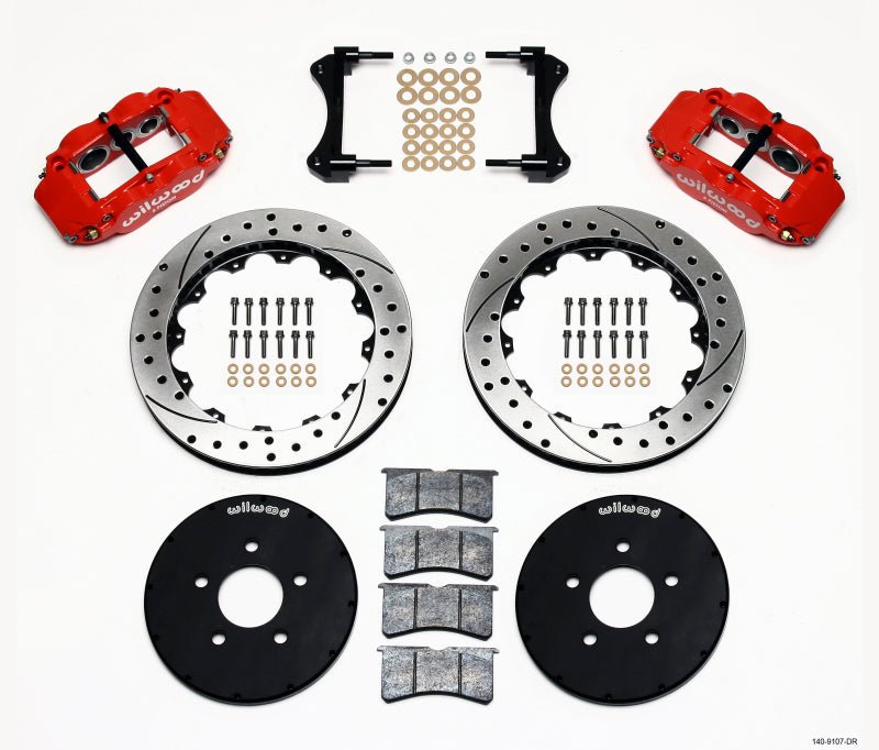 Wilwood Narrow Superlite 6R Front Hat Kit 12.88in Drill Red 1994-2004 Mustang-Big Brake Kits-Wilwood