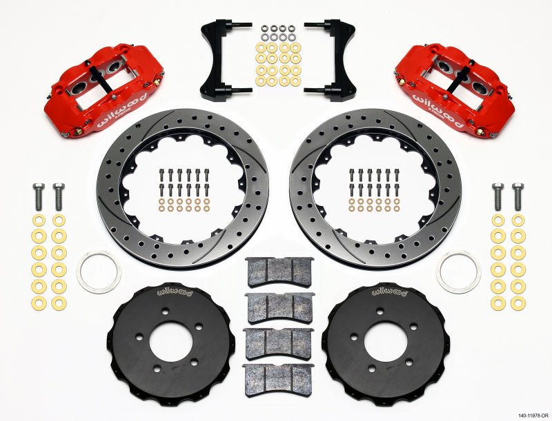 Wilwood Narrow Superlite 6R Front Hat Kit 12.88in Drill Red 2006-Up Civic / CRZ-Big Brake Kits-Wilwood