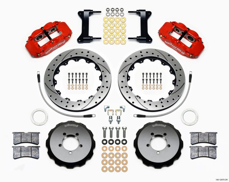 Wilwood Narrow Superlite 6R Front Hat Kit 12.88in Drill Red 2012-Up Toyota / Scion FRS w/ Lines-Big Brake Kits-Wilwood