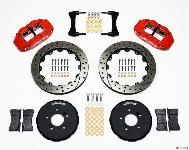 Wilwood Narrow Superlite 6R Front Hat Kit 12.88in Drill Red Honda S2000-Big Brake Kits-Wilwood