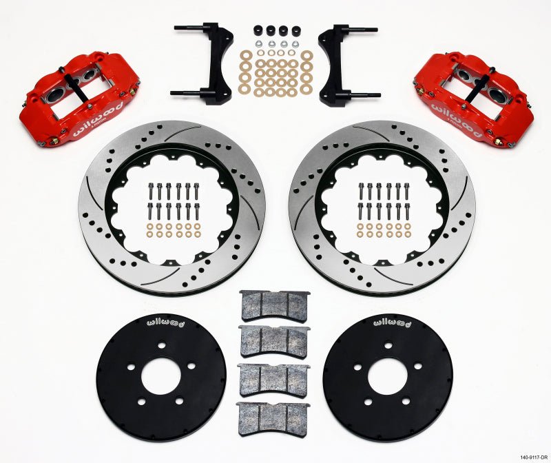 Wilwood Narrow Superlite 6R Front Hat Kit 14.00in Drill Red 1994-2004 Mustang-Big Brake Kits-Wilwood