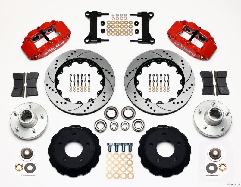Wilwood Narrow Superlite 6R Front Hub Kit 14.00in Drill Red Chevy C-10 60-87 CPP Drop Spindle-Big Brake Kits-Wilwood