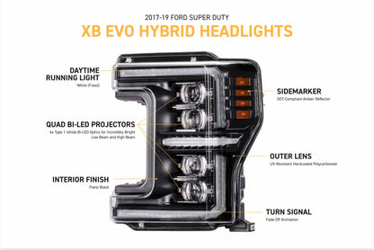 XB Evo Hybrid Headlights: 17-19 Ford Super Duty (Set)