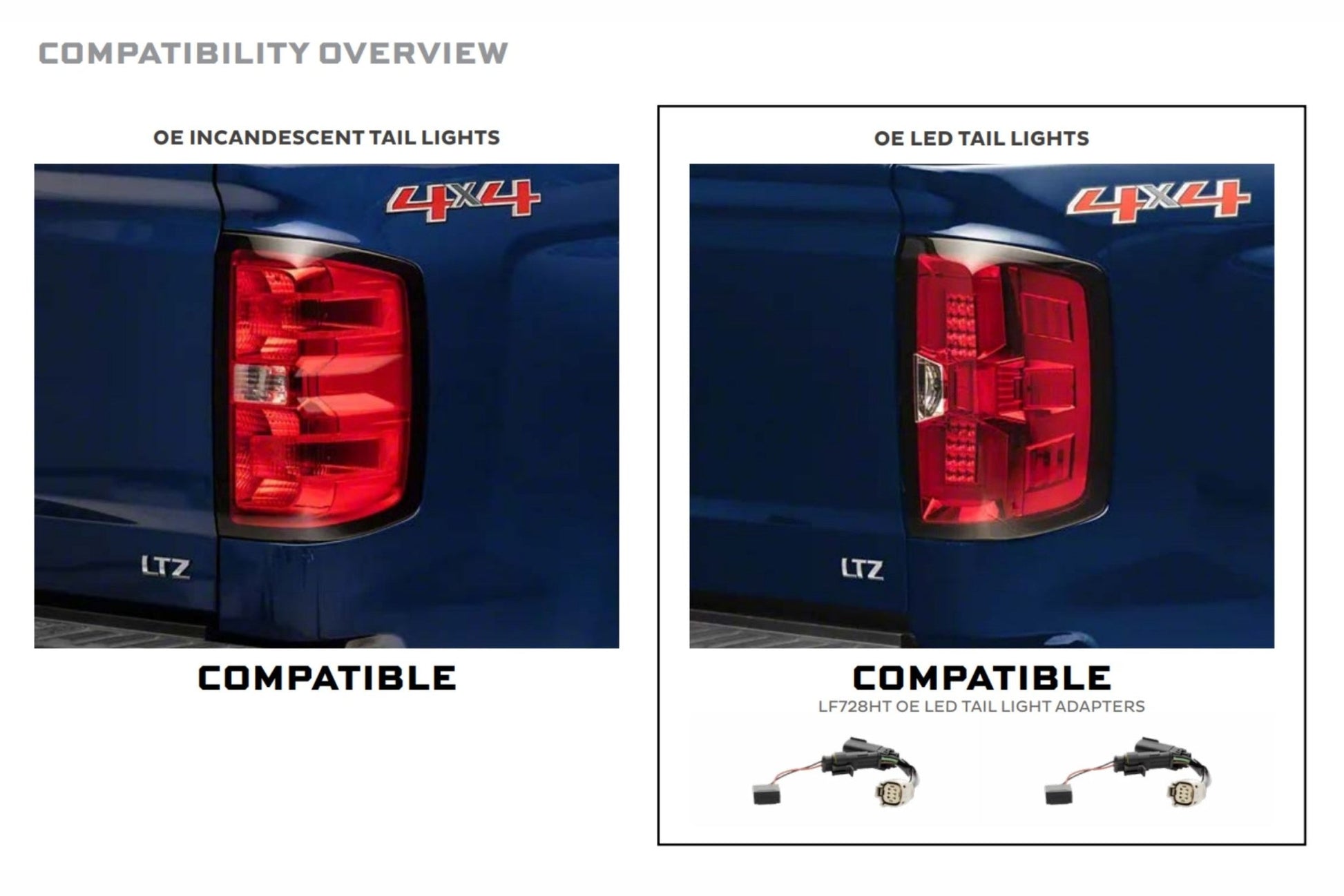 XB LED Harness: 14 - 18 Silverado/Sierra OE LED Tail Adapters (Set) - Headlight Adapter - Morimoto XB LED Tails