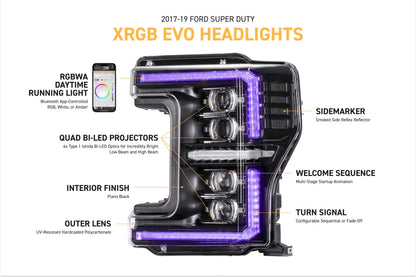 XRGB Evo Headlights: 17-19 Ford Super Duty (Set)