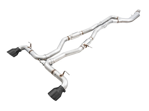 AWE 2020 Toyota Supra A90 Resonated Track Edition Exhaust - 5in Diamond Black Tips