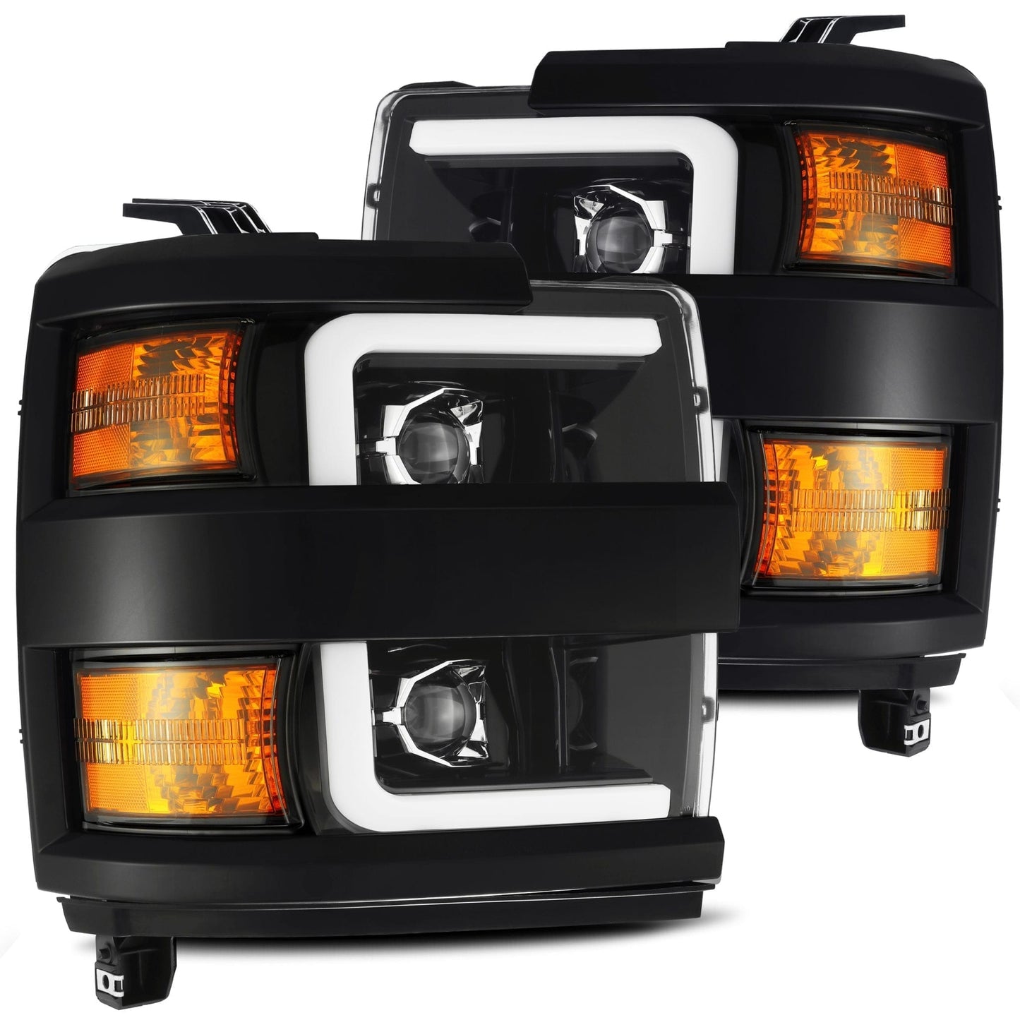 AlphaRex 15-19 Chevrolet Silverado 2500HD/3500HD PRO-Series Projector Headlights Jet Black