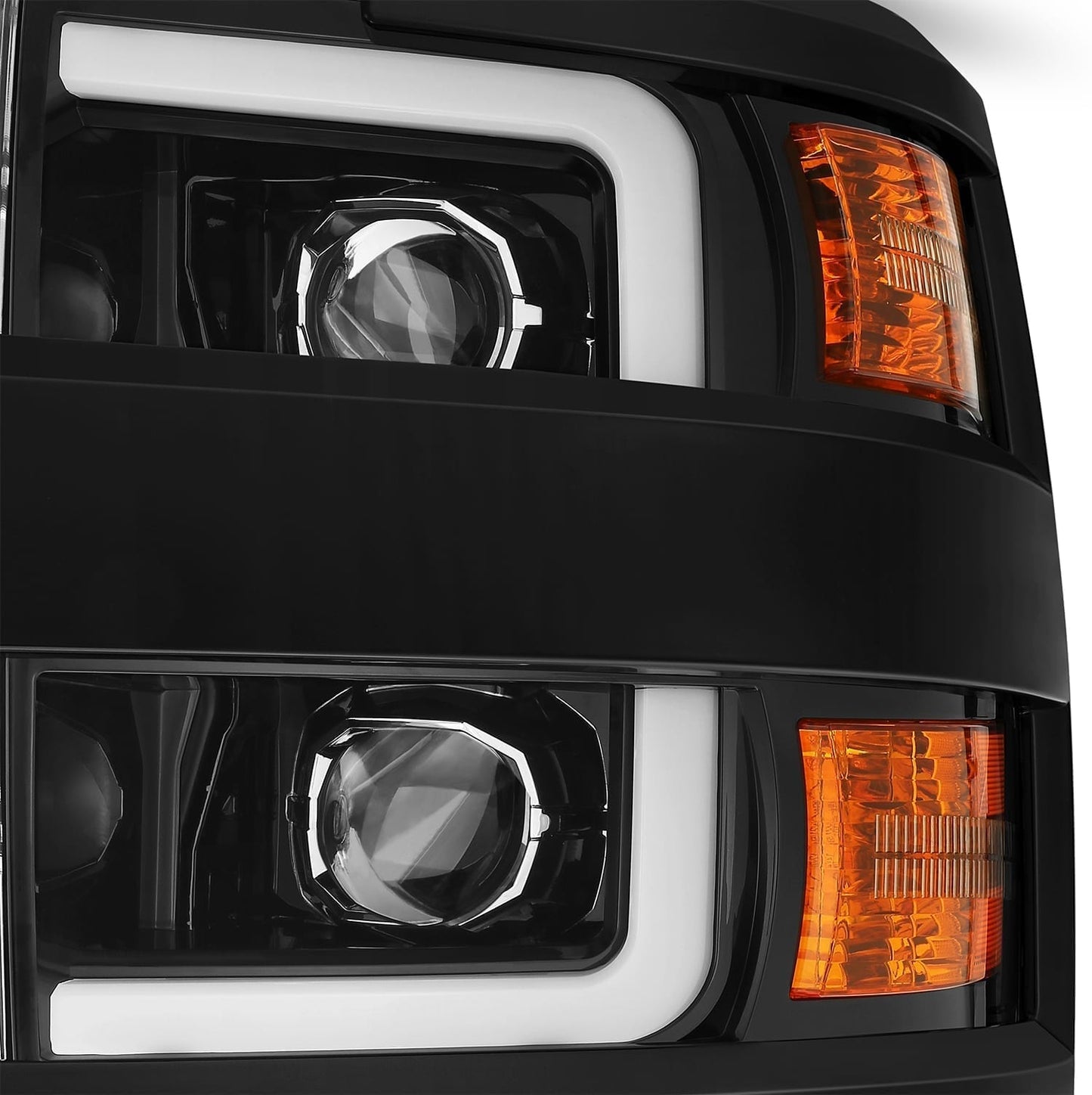 AlphaRex 15-19 Chevrolet Silverado 2500HD/3500HD PRO-Series Projector Headlights Jet Black
