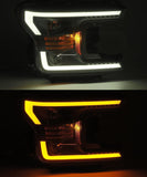 AlphaRex 18-20 Ford F-150 PRO-Series Proj Headlights Plank Style Matte Blk w/Activ Light/Seq Signal