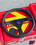 Momo Monte Carlo Steering Wheel 350 mm - Black Leather/Blue Stitch/Black Spokes